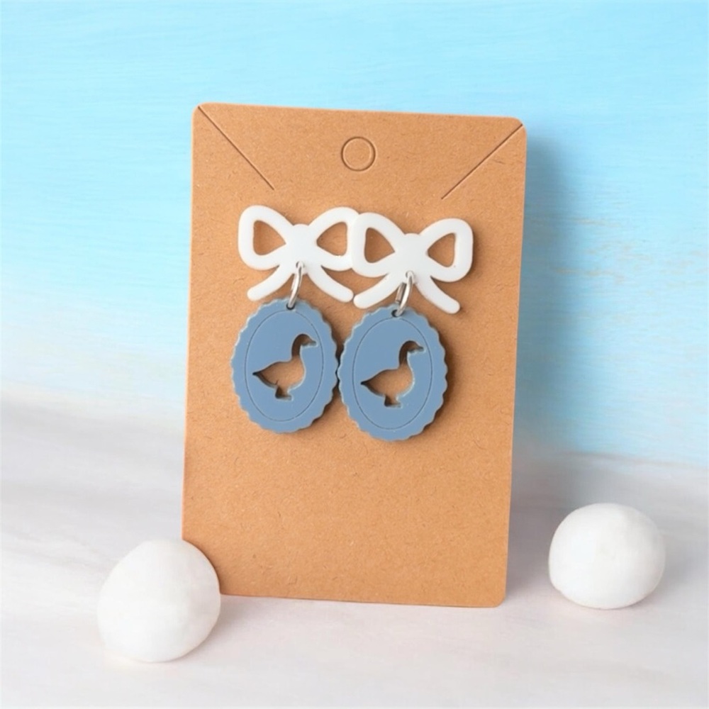Charming Blue and White Goosey Goose Earrings